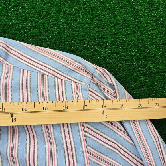Hugo Boss Shirt Mens 16.5 32-33 Blue Striped Button Up Preppy Casual - Picture 5 of 11
